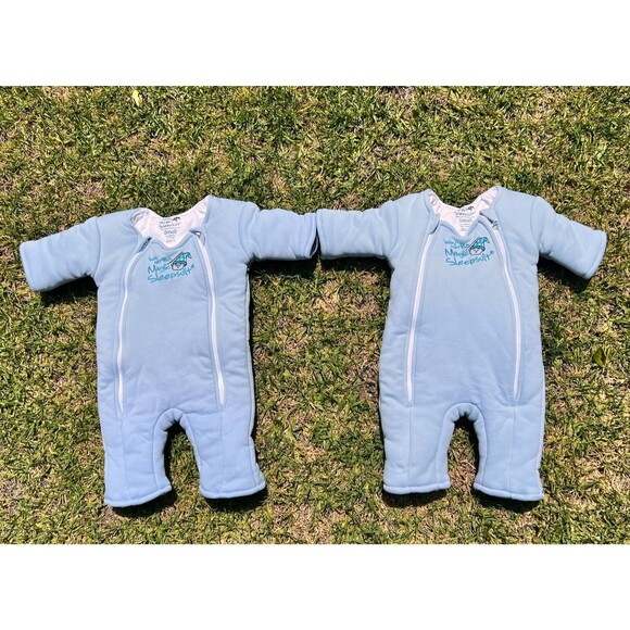 2 Baby Merlin's Magic Sleep Suit Size Small 3-6 Months 12-18 lbs Blue Cotton